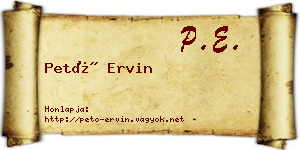 Pető Ervin névjegykártya